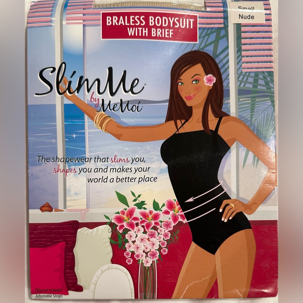 SlimMe by MeMoi • Braless Bodysuit • Nude • Size Small • NEW • NWT
